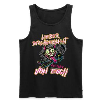 Verrückte Katze Lieber durchgeknallt als einer von - Männer Premium Bio Tank Top - Schwarz - Vorne - AI Model Male 178 light (178cm)