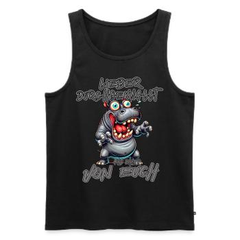 Nilpferd Lieber durchgeknallt als einer von euch - Männer Premium Bio Tank Top - Schwarz - Vorne - AI Model Male 178 light (178cm)