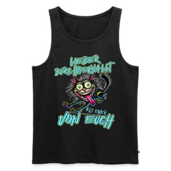 Katze Lieber durchgeknallt als einer von euch - Männer Premium Bio Tank Top - Schwarz - Vorne - AI Model Male 178 light (178cm)