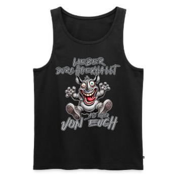 Nashorn Lieber durchgeknallt als einer von euch - Männer Premium Bio Tank Top - Schwarz - Vorne - Michal (187cm)