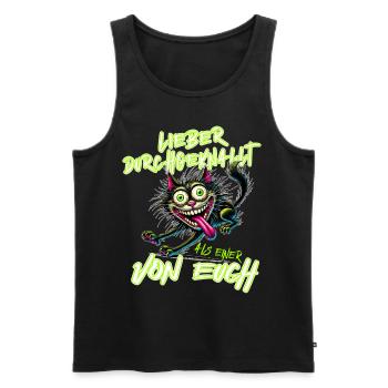 Katze Lieber durchgeknallt als einer von euch - Männer Premium Bio Tank Top - Schwarz - Vorne - AI Model Male 178 light (178cm)