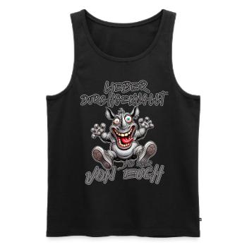 Nashorn Lieber durchgeknallt als einer von euch - Männer Premium Bio Tank Top - Schwarz - Vorne - AI Model Male 178 light (178cm)