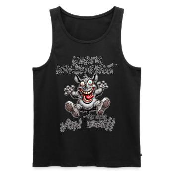 Nashorn Lieber durchgeknallt als einer von euch - Männer Premium Bio Tank Top - Schwarz - Vorne - AI Model Male 178 light (178cm)