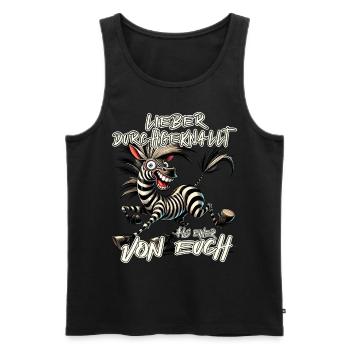 Zebra Lieber durchgeknallt als einer von euch - Männer Premium Bio Tank Top - Schwarz - Vorne - AI Model Male 178 light (178cm)