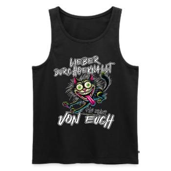 Verrückte Katze Lieber durchgeknallt als einer von - Männer Premium Bio Tank Top - Schwarz - Vorne - AI Model Male 178 light (178cm)