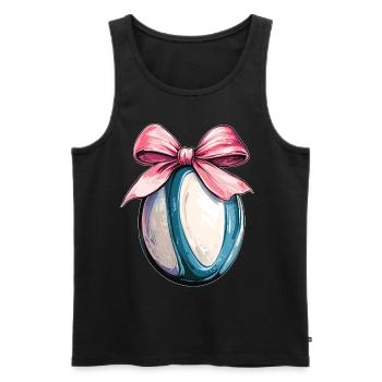 Coquette Bow Rugby Joueur Fête des Mères Rose - Débardeur bio Premium Homme - noir - Devant - Michal (187cm)