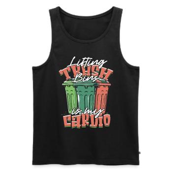 Garbage Man Garbage Lift Trash Bins Is My Cardio - Men's Premium Organic Tank Top - black - Front - AI Model Male 178 light (178cm)