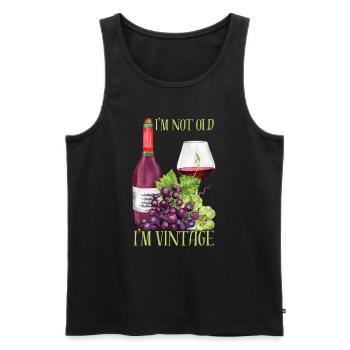 Funny Wine Lover I'm Not Old I'm Vintage Graphic - Men's Premium Organic Tank Top - black - Front - Michal (187cm)