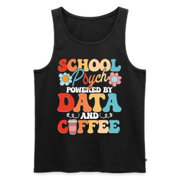 School Psychologist School Psychologist Data And Coffee - Men's Premium Organic Tank Top - black - Front - AI Model Male 178 light (178cm)