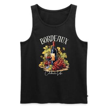 Bordeaux Wine and Grape Vintage Style Celebrate - Men's Premium Organic Tank Top - black - Front - Michal (187cm)