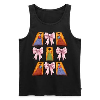 Coquette Bow Cornhole Board Bohnensack Mütter Tag - Männer Premium Bio Tank Top - Schwarz - Vorne - AI Model Male 178 light (178cm)