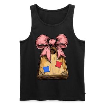 Coquette Bow Cornhole Board Bean Bag Mothers Day - Men's Premium Organic Tank Top - black - Front - Michal (187cm)
