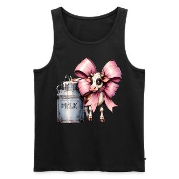 Coquette Bow Kuh Landwirt Milch Milchviehhalter - Männer Premium Bio Tank Top - Schwarz - Vorne - AI Model Male 178 light (178cm)