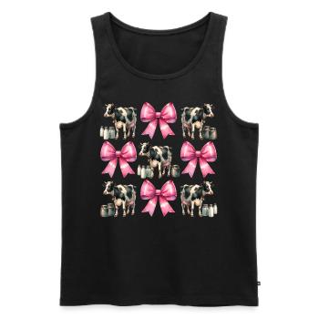 Coquette Bow Cow Farmer Milk Dairy Farmer - Men's Premium Organic Tank Top - black - Front - AI Model Male 178 light (178cm)