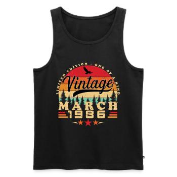 March 1986 Birthday March 1986 March - Men's Premium Organic Tank Top - black - Front - Michal (187cm)