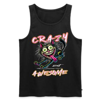 Crazy but Awesome cat comic style - Men's Premium Organic Tank Top - black - Front - AI Model Male 178 light (178cm)