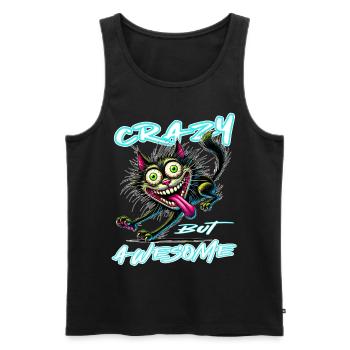 Crazy but Awesome cat comic style - Men's Premium Organic Tank Top - black - Front - AI Model Male 178 light (178cm)