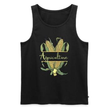 Agriculture Maïs Vintage Illustration agriculteur Eco - Débardeur bio Premium Homme - noir - Devant - AI Model Male 178 light (178cm)