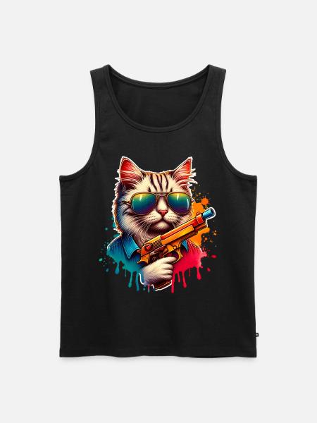Cat Water Gun - Men's Premium Organic Tank Top - black