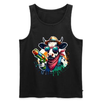 Cow Water Pistol - Men's Premium Organic Tank Top - black - Front - Michal (187cm)