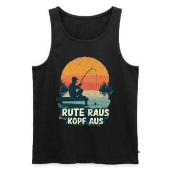 Angeln Angler Fischer Fischen Angel Spruch - Männer Premium Bio Tank Top - Schwarz - Vorne - Michal (187cm)