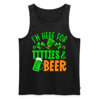 I'm here for titties & beer - Men's Premium Organic Tank Top - black - Front - AI Model Male 178 light (178cm)