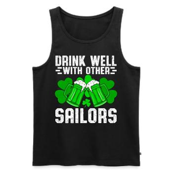 Drink well with other Sailors - Men's Premium Organic Tank Top - black - Front - AI Model Male 178 light (178cm)