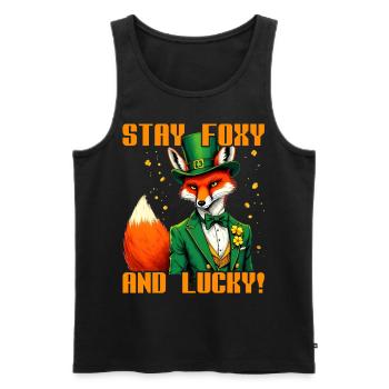 Stay Foxy and Lucky St. Patrick's Day - Men's Premium Organic Tank Top - black - Front - Michal (187cm)