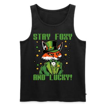 Stay Foxy and Lucky St. Patrick's Day - Men's Premium Organic Tank Top - black - Front - Michal (187cm)