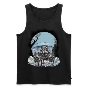 mystisch Wölfe Wolf Rudel Husky Hunde Hund - Männer Premium Bio Tank Top - Schwarz - Vorne - AI Model Male 178 light (178cm)