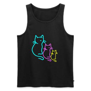 Chats, Chat, Enfant, Enfants, Bébé, Tout-petits, Années 80 - Débardeur bio Premium Homme - noir - Devant - AI Model Male 178 light (178cm)