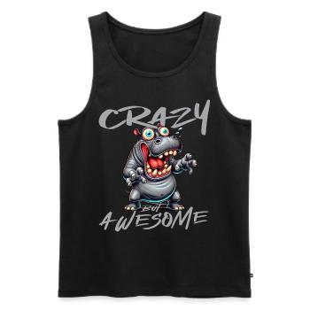 Crazy but Awesome Nilpferd Comic Stil - Männer Premium Bio Tank Top - Schwarz - Vorne - AI Model Male 178 light (178cm)