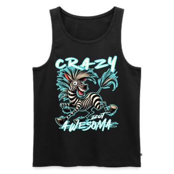 Zebra Lieber durchgeknallt als einer von euch - Männer Premium Bio Tank Top - Schwarz - Vorne - AI Model Male 178 light (178cm)