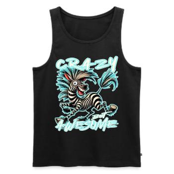 Crazy but Awesome Zebra Comic Style - Men's Premium Organic Tank Top - black - Front - AI Model Male 178 light (178cm)