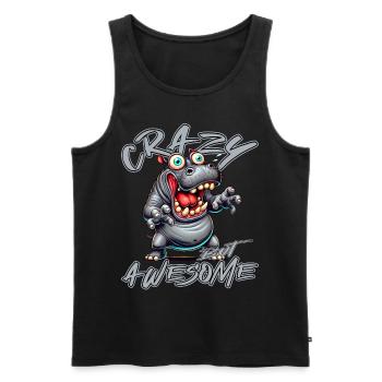 Crazy but Awesome Nilpferd Comic Stil - Männer Premium Bio Tank Top - Schwarz - Vorne - AI Model Male 178 light (178cm)
