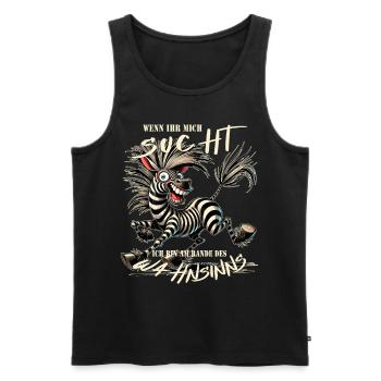Zèbre fou si tu me cherches Folie - Débardeur bio Premium Homme - noir - Devant - Michal (187cm)