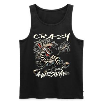 Crazy but Awesome Zebra Comic Style - Men's Premium Organic Tank Top - black - Front - AI Model Male 178 light (178cm)