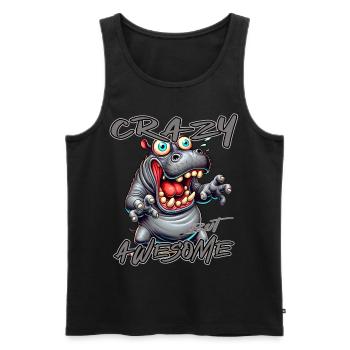 Crazy but Awesome Nilpferd Comic Stil - Männer Premium Bio Tank Top - Schwarz - Vorne - AI Model Male 178 light (178cm)