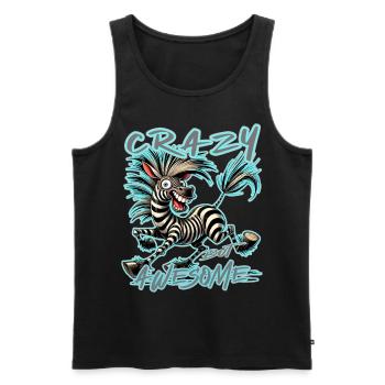 Verrücktes Zebra Lieber durchgeknallt als einer vo - Männer Premium Bio Tank Top - Schwarz - Vorne - AI Model Male 178 light (178cm)