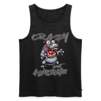 Crazy but Awesome Nilpferd Comic Stil - Männer Premium Bio Tank Top - Schwarz - Vorne - AI Model Male 178 light (178cm)