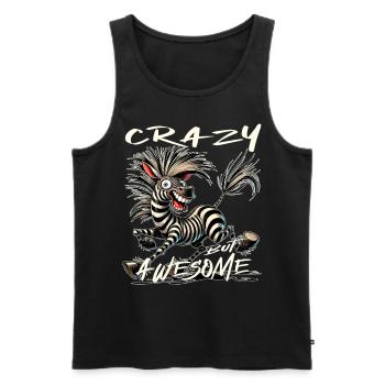Crazy but Awesome Zebra Comic Style - Men's Premium Organic Tank Top - black - Front - AI Model Male 178 light (178cm)