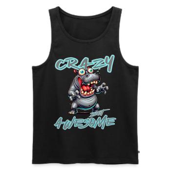 Crazy but Awesome Nilpferd Comic Stil - Männer Premium Bio Tank Top - Schwarz - Vorne - AI Model Male 178 light (178cm)