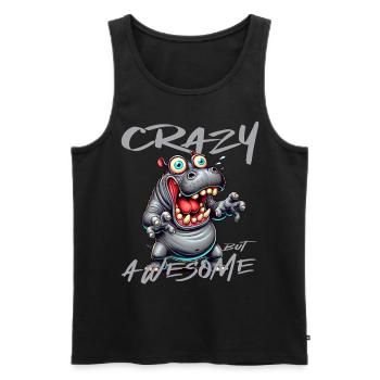 Crazy but Awesome Nilpferd Comic Stil - Männer Premium Bio Tank Top - Schwarz - Vorne - AI Model Male 178 light (178cm)