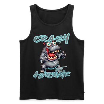 Crazy but Awesome Nilpferd Comic Stil - Männer Premium Bio Tank Top - Schwarz - Vorne - AI Model Male 178 light (178cm)