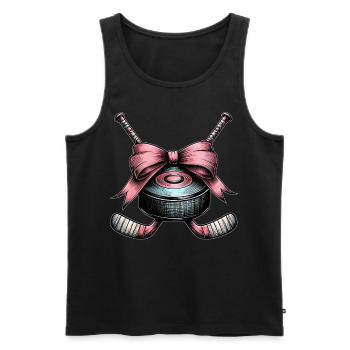 Coquette Bow Bâton de Hockey Puck Fête des Mères Rose - Débardeur bio Premium Homme - noir - Devant - Michal (187cm)