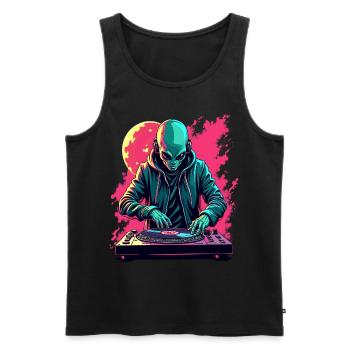 Alien Extraterrestrial DJ Music - Men's Premium Organic Tank Top - black - Front - AI Model Male 178 light (178cm)