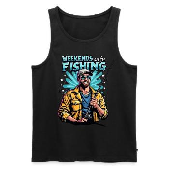 Weekends are for Fishing Fischen Angeln - Men's Premium Organic Tank Top - black - Front - AI Model Male 178 light (178cm)