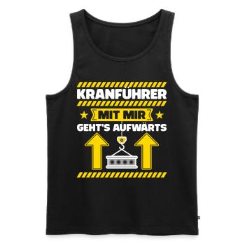 Kranführer - Mit Mir Geht's Aufwärts | Beruf - Männer Premium Bio Tank Top - Schwarz - Vorne - Michal (187cm)