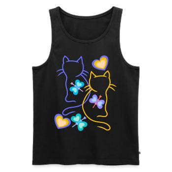 Chats, Chat, Printemps, Papillons, Enfants, Enfant - Débardeur bio Premium Homme - noir - Devant - AI Model Male 178 light (178cm)