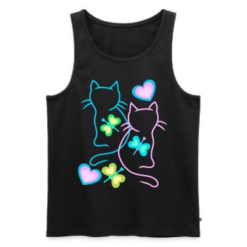 Katzen Sommer Kind Kinder Kätzchen Retro 80er - Männer Premium Bio Tank Top - Schwarz - Vorne - Michal (187cm)